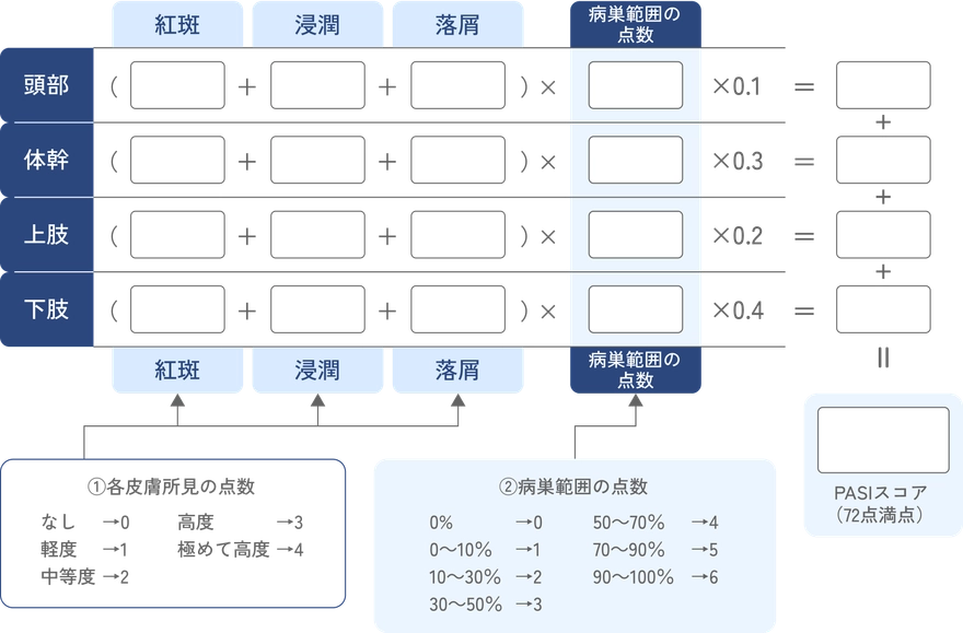 PASIの項目を示した図。