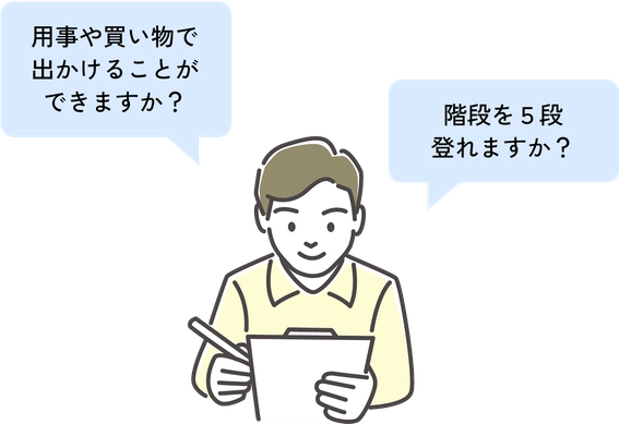 HAQの質問に答えているイラスト。